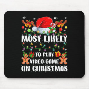 Likely To Play Video Game On Christmas Xmas Tree L Mouse Pad