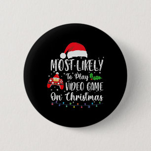 Likely To Play Video Games On Christmas Gamer Love 6 Cm Round Badge