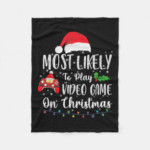 Likely To Play Video Games On Christmas Gamer Love Fleece Blanket