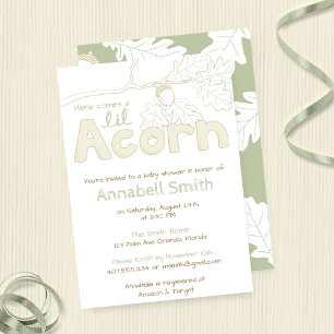 Lil Acorn - branch sketch and lettering Invitation