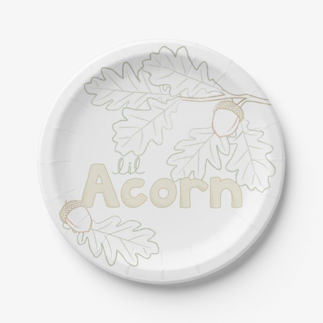 Lil Acorn - branch sketch and lettering Paper Plate (Front)