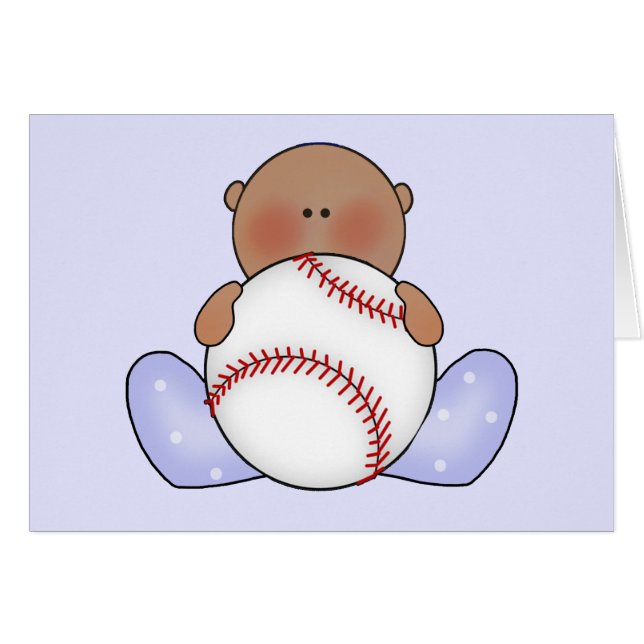 Lil Baseball Baby Boy - Ethnic Blank Card (Front Horizontal)