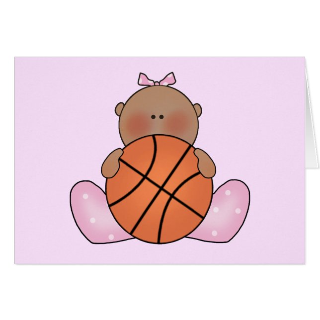 Lil Basketball Baby Girl - Ethnic Blank Card (Front Horizontal)