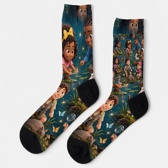 Lil' Bayou Explorers Team Pattern Socks (Left)