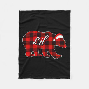 Lil Bear Red Plaid Christmas Pajama Bear Family Xm Fleece Blanket