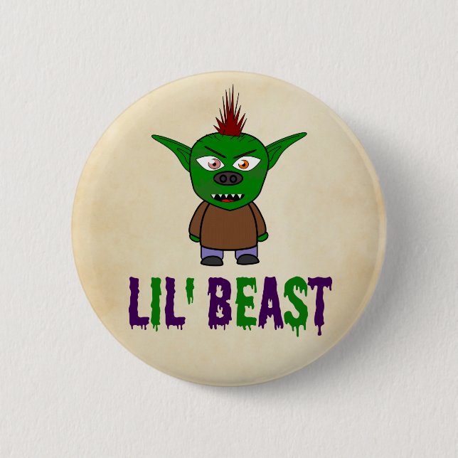 Lil' Beast Dripping Font Goblin Halloween 6 Cm Round Badge (Front)