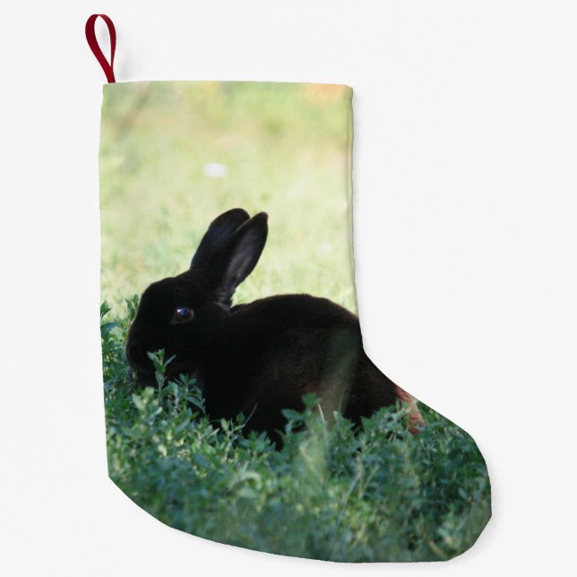 Lil Black Bunny Double Sided Small Christmas Stocking (Front)