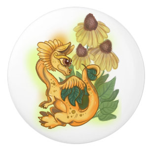 lil Black Eyed Susan garden dragon Ceramic Knob