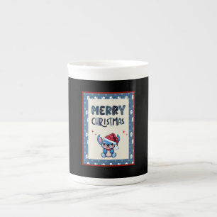 Lil Blue Cutie Says "Merry Christmas" Bone China Mug