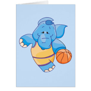 Lil Blue Elephant Basketball Blank Card