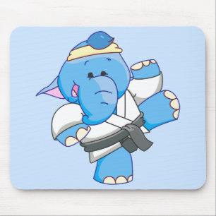 Lil Blue Elephant Karate Mouse Pad