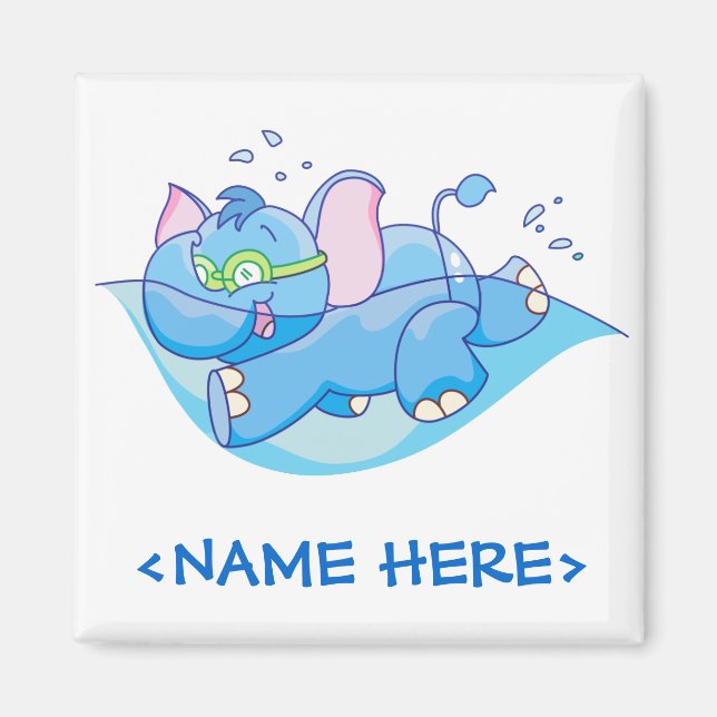 Lil Blue Elephant Swimming Magnet (Front)