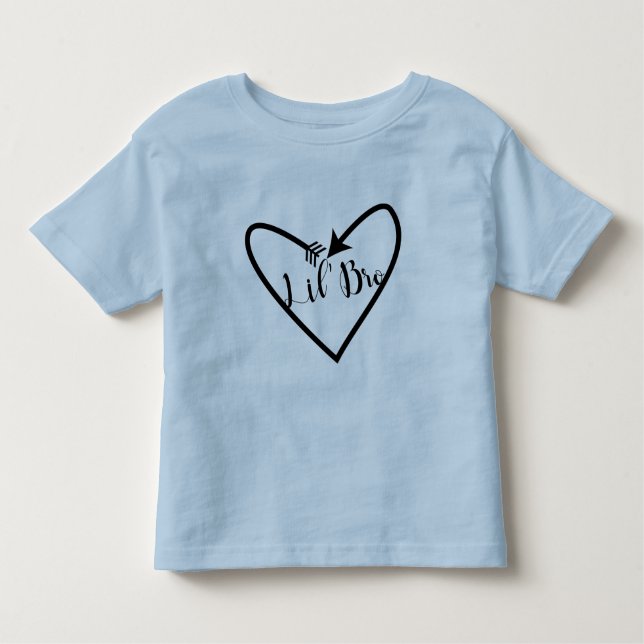 Lil' Bro Brother Kids Script Arrow Heart Boho Toddler T-Shirt (Front)