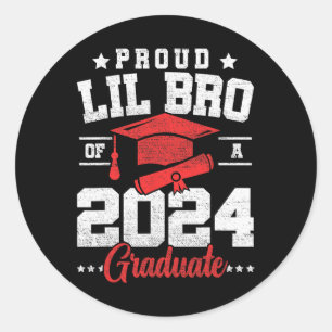 Lil Bro Of A Cl Of 2024 Graduate Senior Graduation Classic Round Sticker
