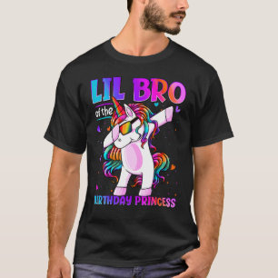 Lil Bro Of The Birthday Princess Dabbing Unicorn L T-Shirt