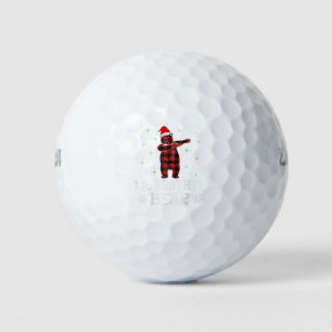 Lil Brother Bear Red Plaid Family Matching Christm Golf Balls