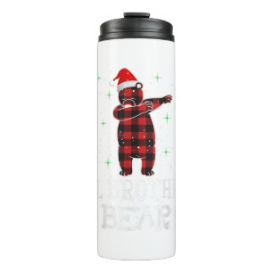 Lil Brother Bear Red Plaid Family Matching Christm Thermal Tumbler