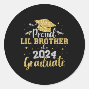 Lil Brother Cl Of 2024 Graduate Senior Graduation Classic Round Sticker