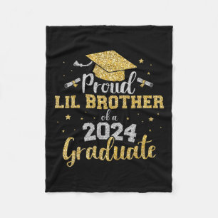 Lil Brother Cl Of 2024 Graduate Senior Graduation Fleece Blanket
