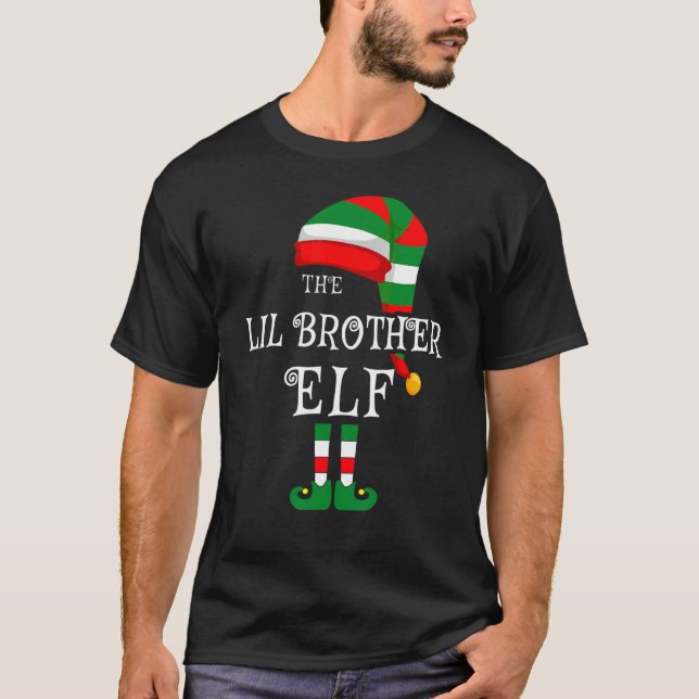 Lil Brother Elf Family Christmas Matching Pyjamas  T-Shirt (Front)