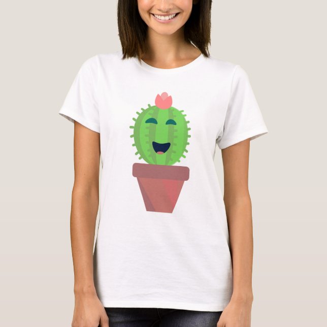 Lil Cactus Cute Cartoon Cacti Art T-Shirt (Front)