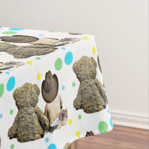 Lil Cowboy and Bear Country and Western Themed Tablecloth