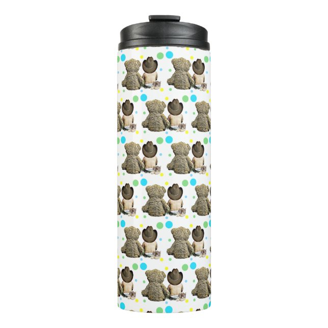 Lil Cowboy and Bear Country and Western Themed Thermal Tumbler (Front)