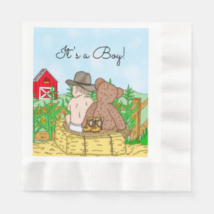 Lil' Cowboy and Teddy Bear Baby Shower    Napkin