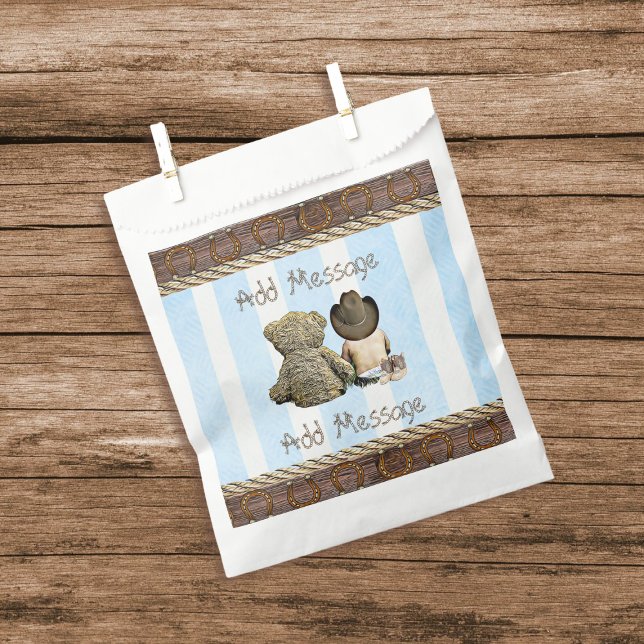 Lil Cowboy Baby Boy and Teddy Bear Baby Shower Favour Bag (Creator Uploaded)
