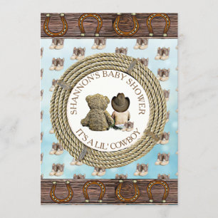 Lil' Cowboy boy Country and Western Baby Shower Invitation