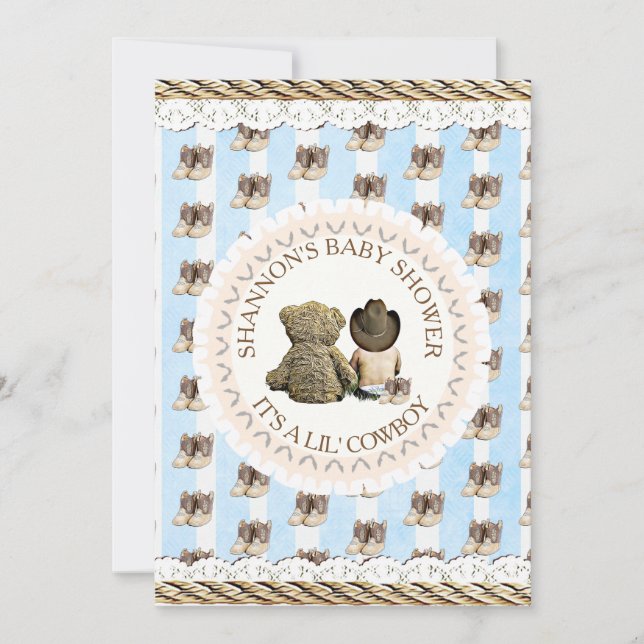 Lil' Cowboy boy Country and Western Baby Shower Invitation (Front)