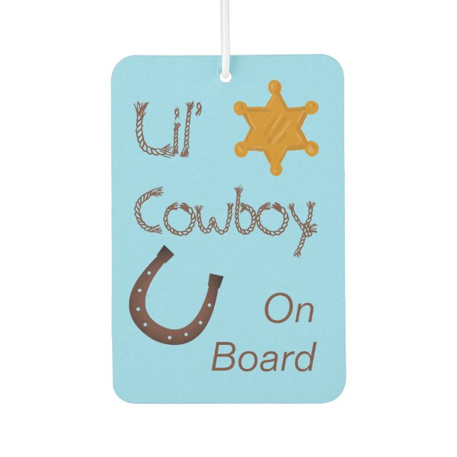 Lil' Cowboy On Board Western Baby Car Air Freshener (Front)