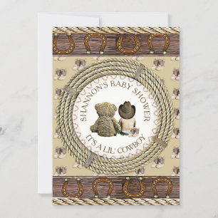 Lil' Cowboy Rustic Country and Western Baby Shower Invitation