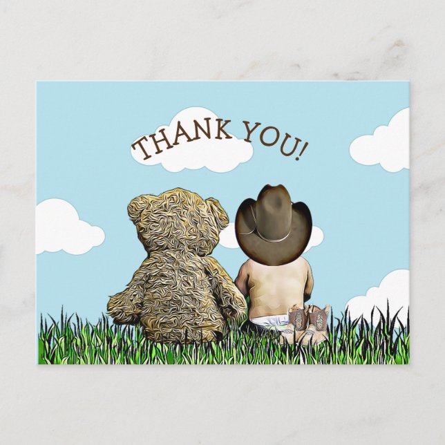 Lil Cowboy Thank You Notes Postcard (Front)