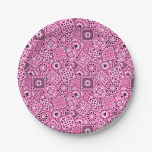 Lil' Cowgirl Baby Shower Pink Bandanna Plates