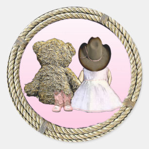 Lil' Cowgirl   Pink Baby Shower Classic Round Sticker