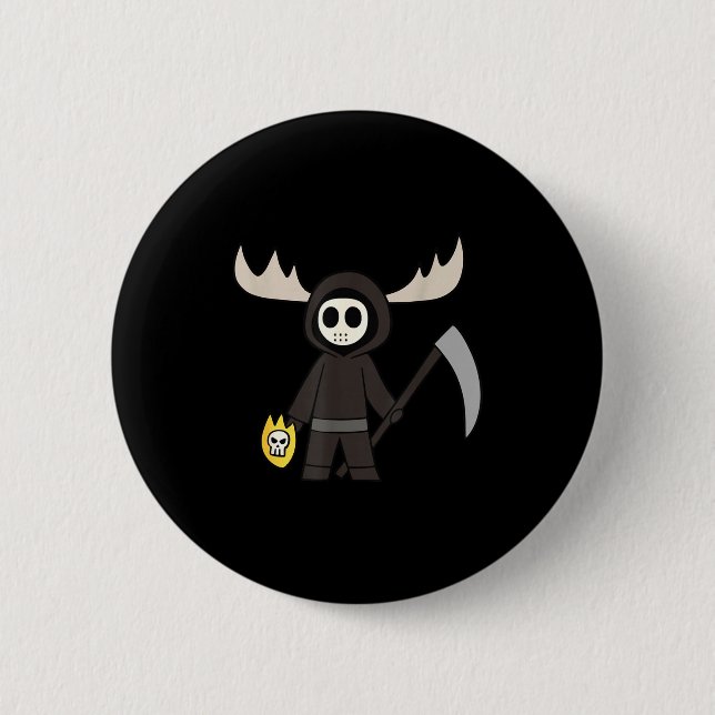Lil Doom Moose - Funny Reaper Cartoon  6 Cm Round Badge (Front)