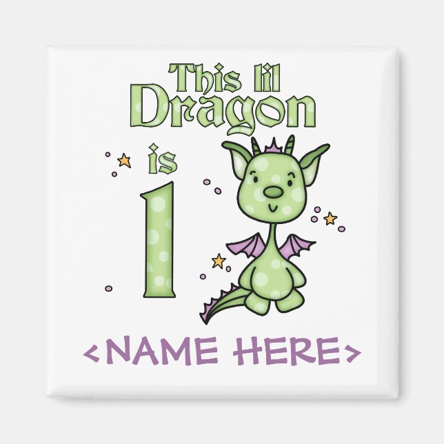Lil Dragon 1st Birthday Magnet (Front)