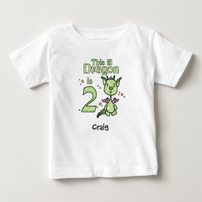 Lil Dragon 2nd Birthday Baby T-Shirt (Front)