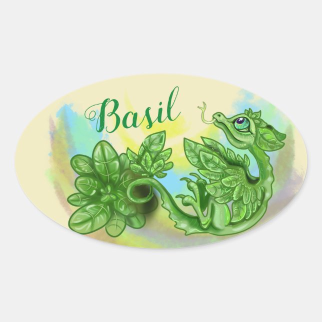 lil' Dragon herb sticker labels~Basil (Front)