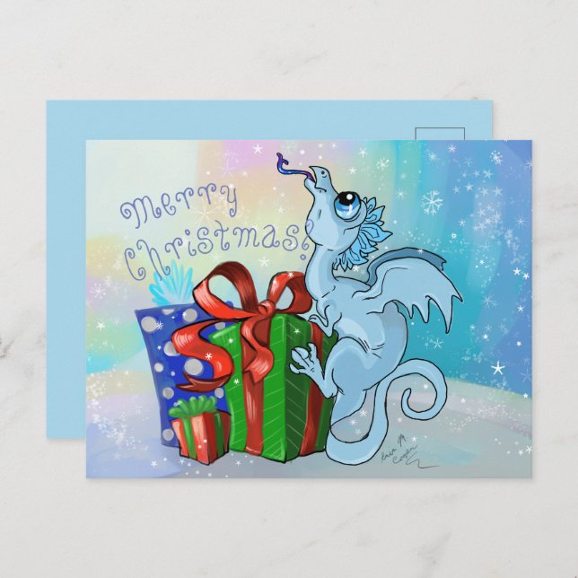 lil' Dragon Snowflake Holiday Postcard (Front/Back)