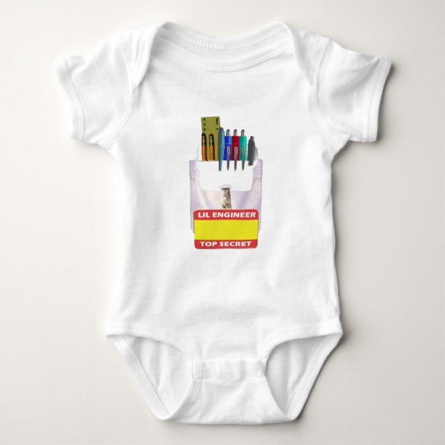 Lil Engineer Pocket Protector Baby Bodysuit (Front)