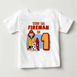 Lil Fireman 1st Birthday Baby T-Shirt