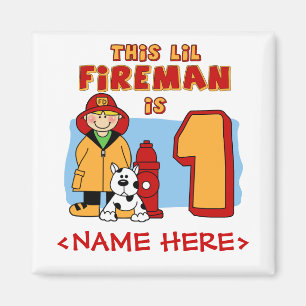 Lil Fireman 1st Birthday Magnet