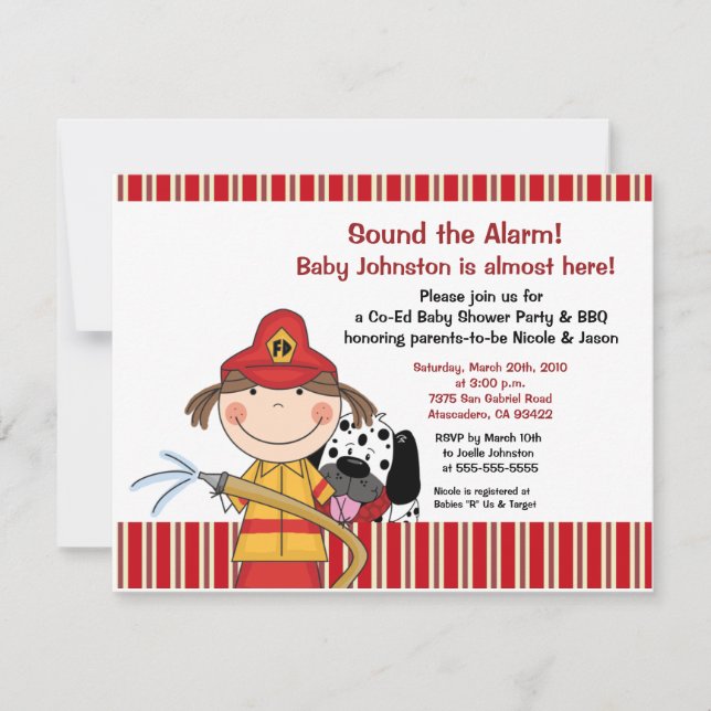 Lil Firetruck Baby Shower Invitation (Front)