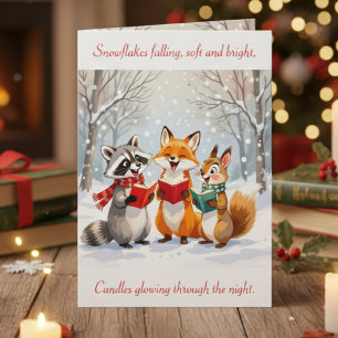 Lil Forest Animals singing  Christmas Carols Holiday Card