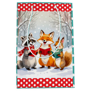 Lil Forest Animals singing  Christmas Carols Medium Gift Bag