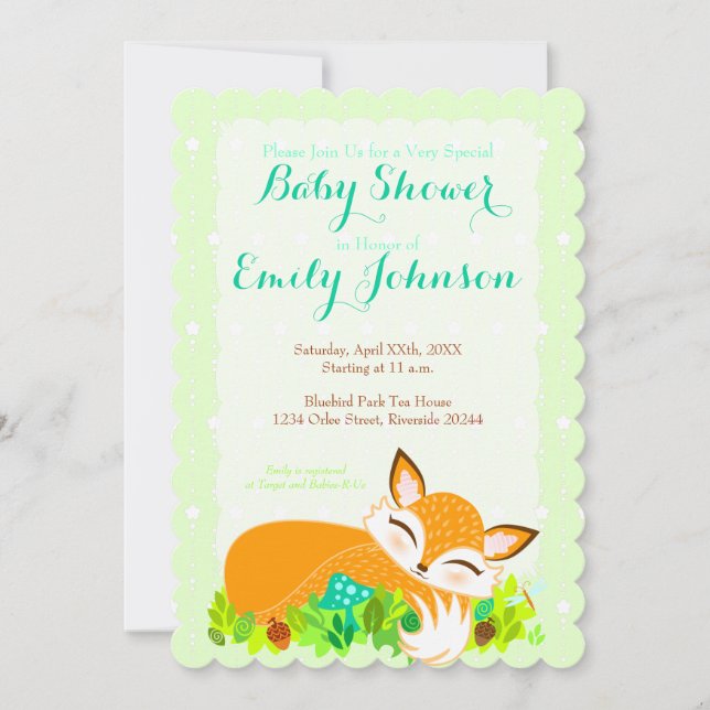 Lil Foxie Cub - Custom Baby Shower Invitations (Front)