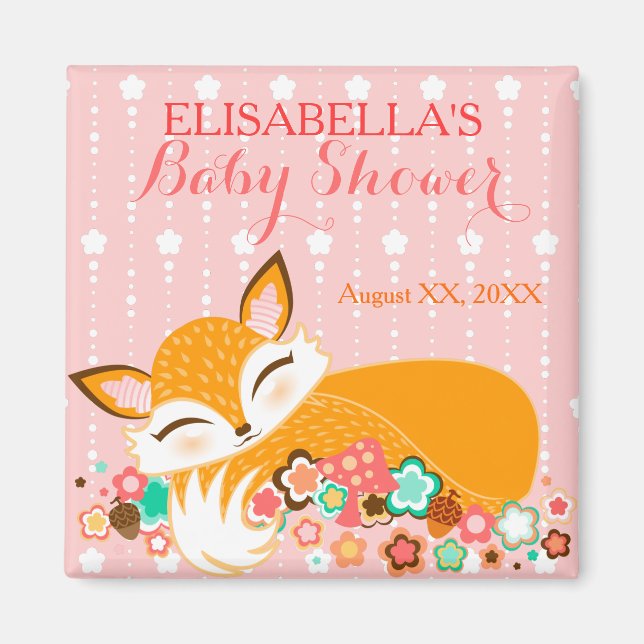 Lil Foxie Cub - Custom Baby Shower Magnet (Front)
