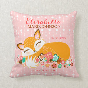 Lil Foxie Cub - Custom Birth Announcement Pillow